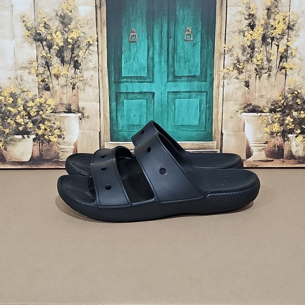 Crocs Mens Size 13 Clogs Straps Black Slip On Beach Outdooor Rubber